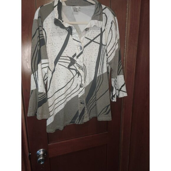 Parsley & Sage Tunic Blouse XL Abstract 3/4 Sleeves Boho Arty Fun - Picture 1 of 4